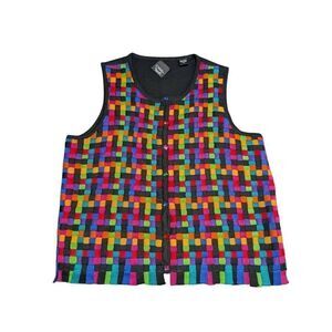 Christina Rotelli  Multi-Colors  Color Block  Woven Vest Women's Medium